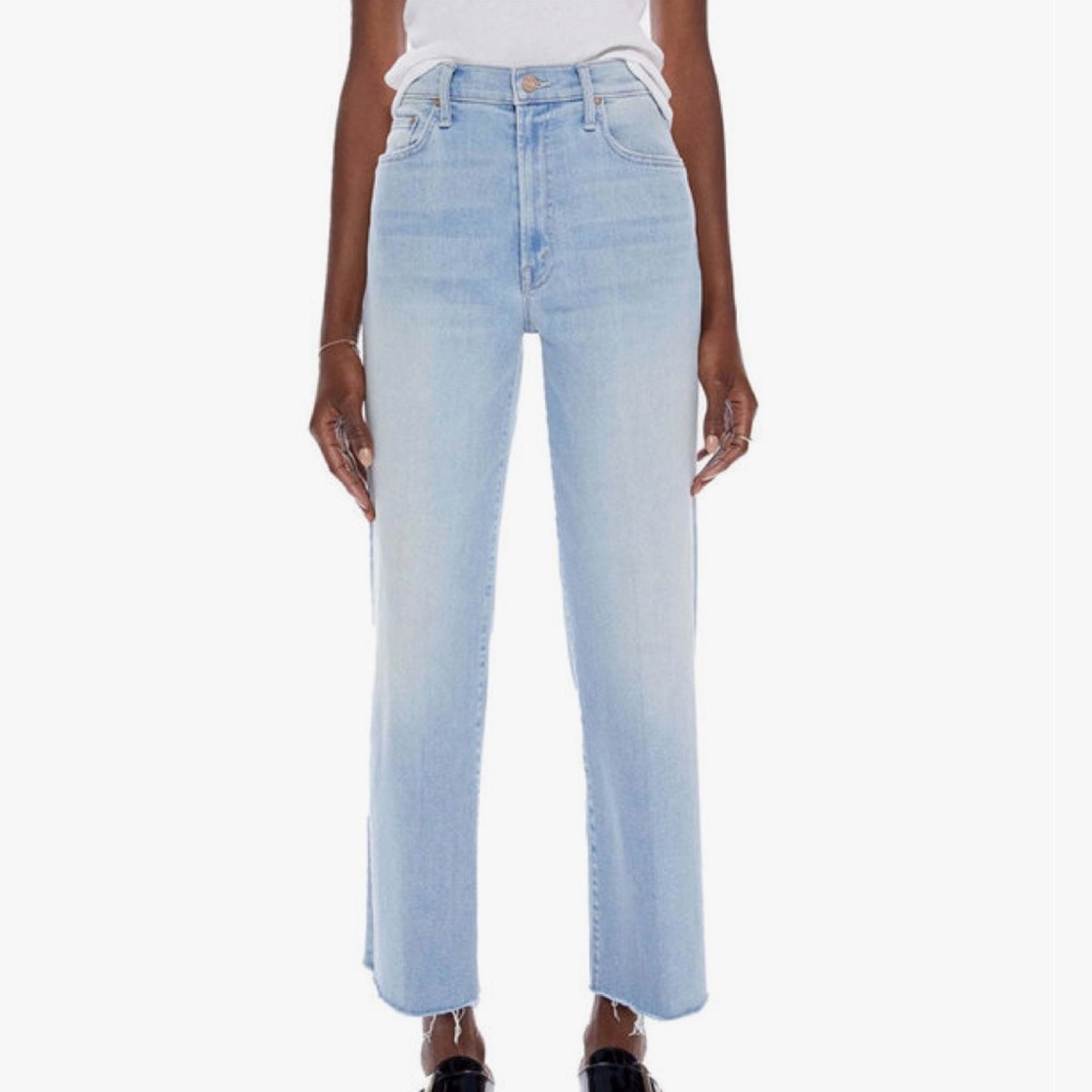 MOTHER rambler zip ankle fray in CHILL PILL